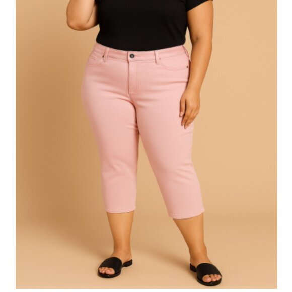 Liz Claiborne Crop Flexi-Fit Capris In Rose Size 14 NWT - Picture 1 of 10